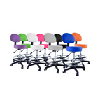 Stool with backrest and footrest chrome base - 8 colors