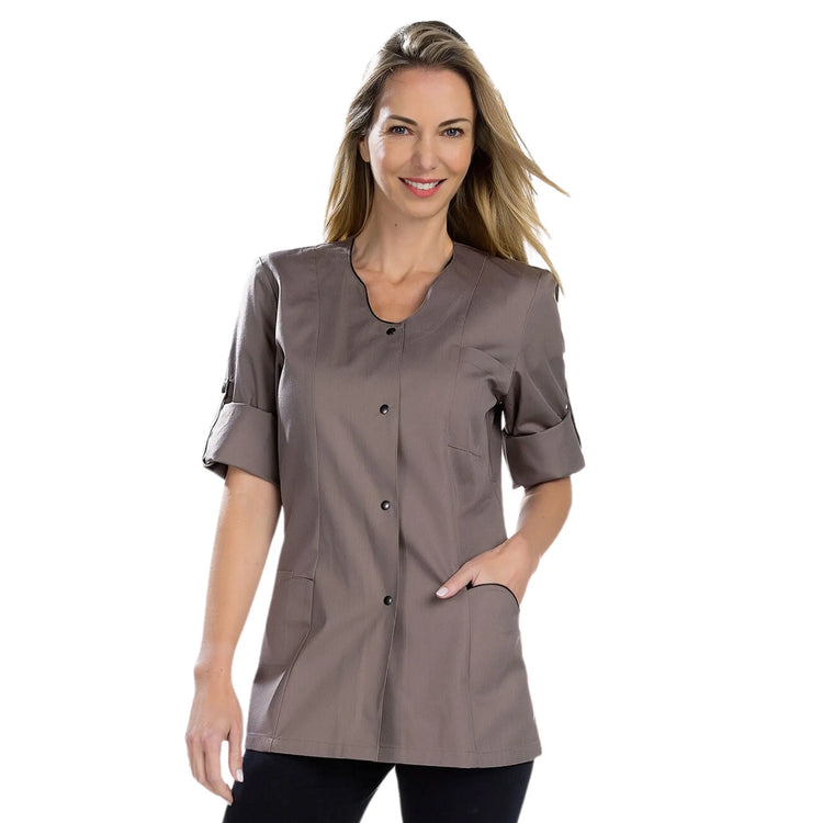 Anaïs - Tunique - Manches Longues - Femme - 75cm My Blouse  Sergé-Taupe-Noir-T6-XXXL