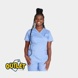 Cayenne Bleu Ciel - Taille S - Tunique cache coeur femme Cherokee - Fin de série Cherokee Authentic Workwear 