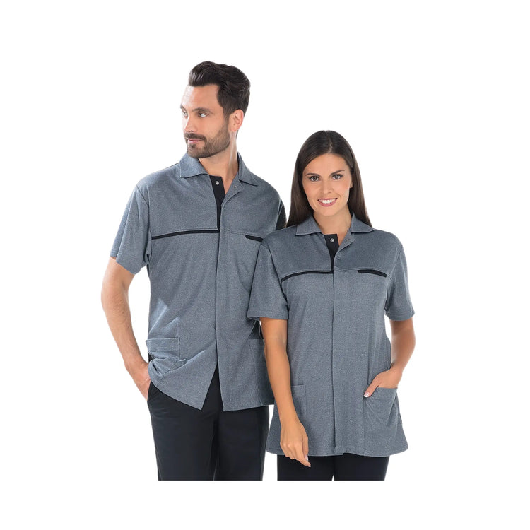 Cyrille - Tunique Manches Courtes - Mixte - 75 cm My Blouse  Gris-chiné-Noir-T6-XXXL