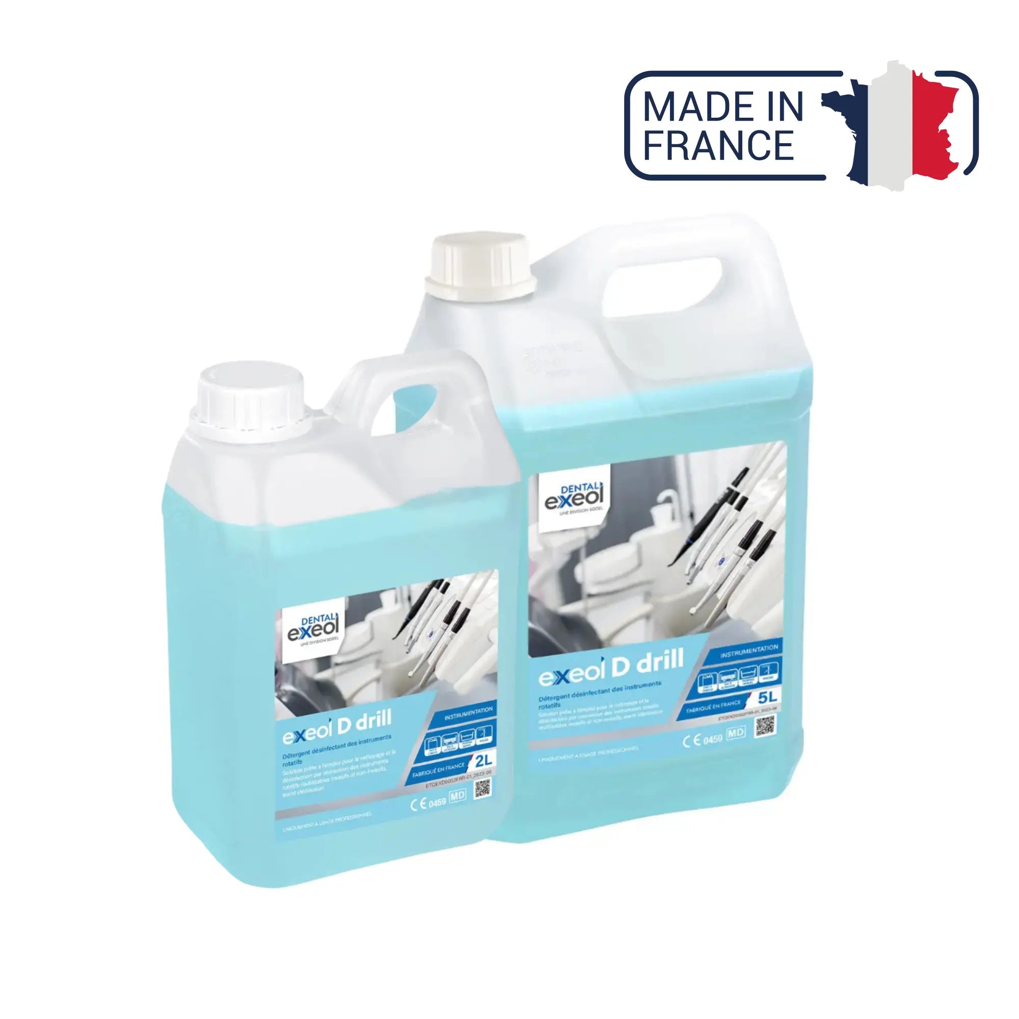 Exeol D drill - Détergent désinfectant des instruments rotatifs- 2L et 5L - Sodel Exeol 