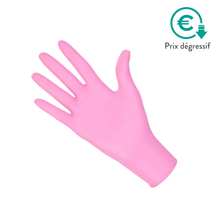 Gants d'examen - Nitrile Rose - Sans poudre - Boite de 100 - My Podologie MP 