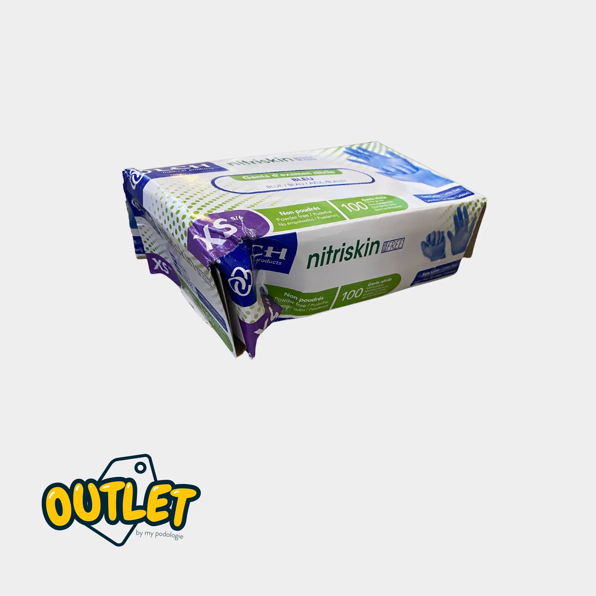 Luvas de exame - Nitrila - Sem pó - Ambidestro - Caixa com 100 - My Podology // Clearance Clearance 