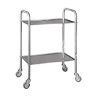 Mesa pedestal de aço inox - 2 bandejas - 40 x 60 cm - CARINA MEDICAL