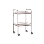 Mesa pedestal em aço inox - 2 bandejas - 60 x 40 x 80 cm - Galerias removíveis