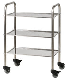 Mesa pedestal em aço inox - 3 prateleiras - 60 x 40 cm