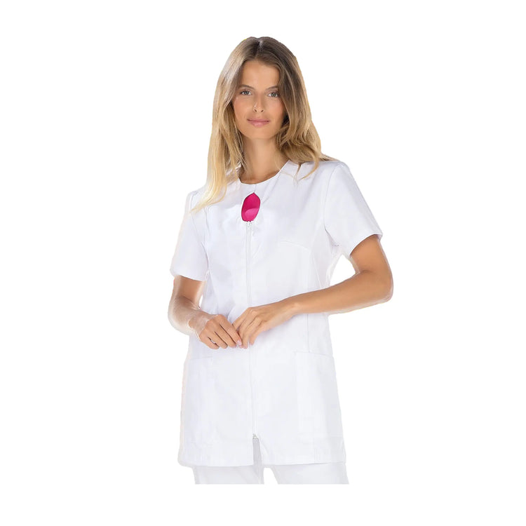 Laure - Tunique - Manches courtes - Femme - 75 cm My Blouse  Sergé-Blanc-Rhodamine-T6-XXXL