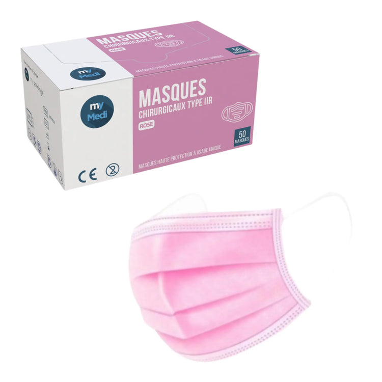 Masque chirurgical - 3 plis de type IIR - Norme EN14683 - Certification CE - Boîte de 50 masques - 3 coloris - My Médical My Medical 