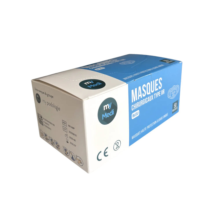 Masque chirurgical 3 plis de type IIR  - Norme EN14683 - Certification CE - Boîte de 50 masques - My Médical My Medical 