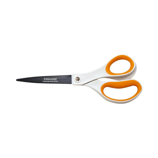 Tesoura de metal antiaderente - Branca / Laranja - 21 cm - Fiskars - My Podologie