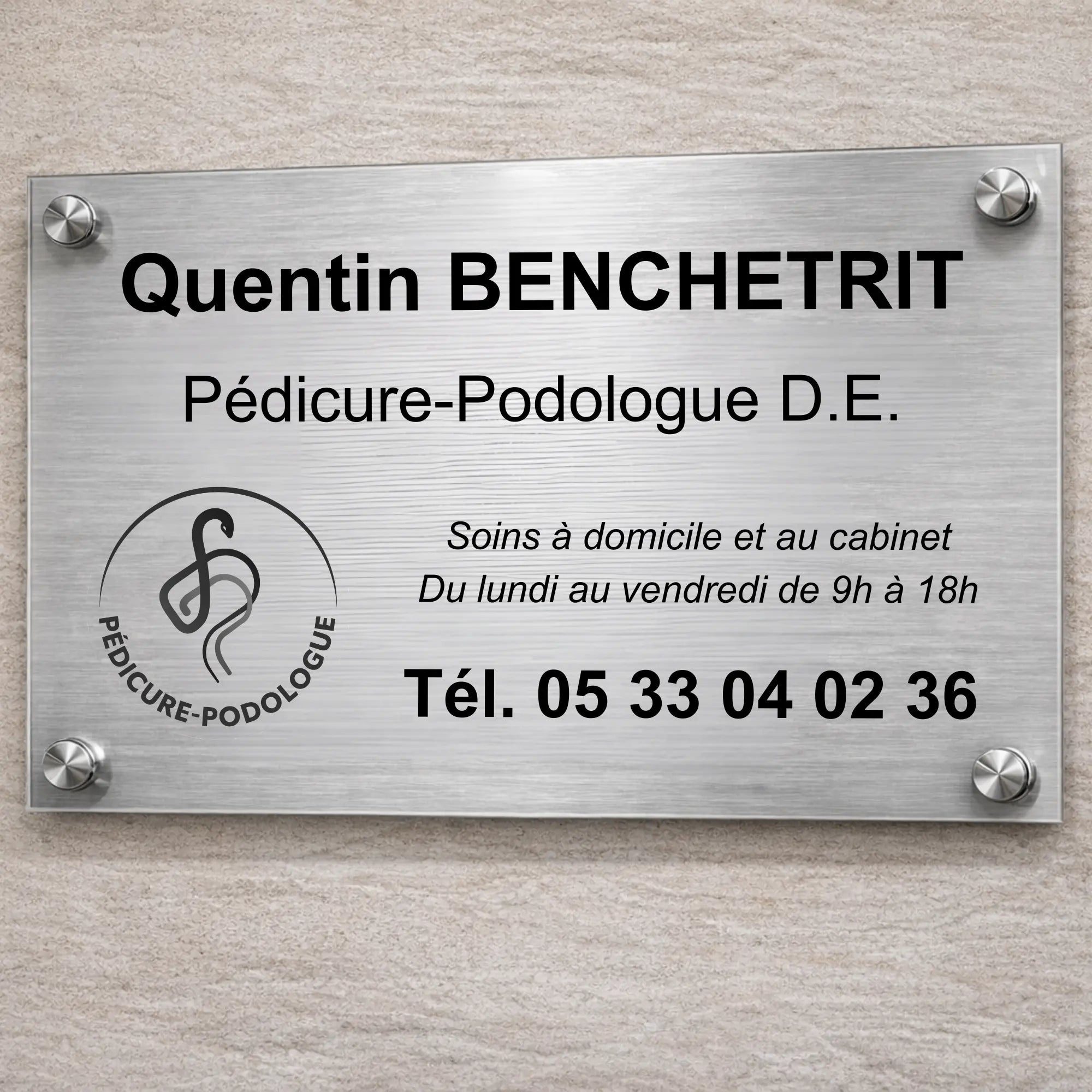 Plaque professionnelle Pédicure-Podologue personnalisable My Podologie 