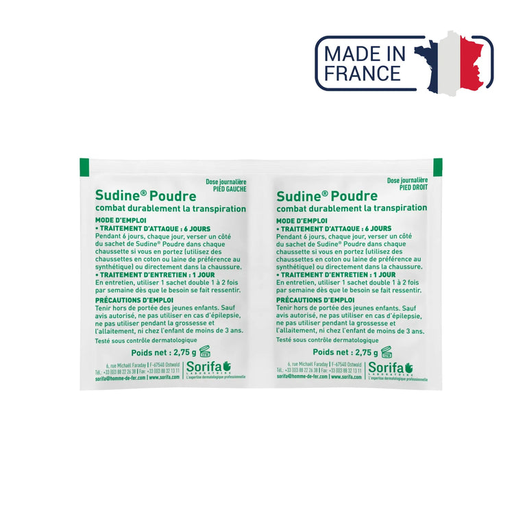 Poudre traitement anti-transpirant pour les pieds - Sudine Laboratoire Sorifa 