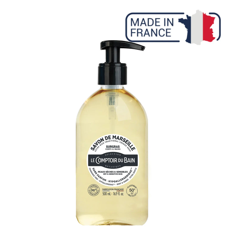 Savon de Marseille liquide Hypoallergénique - 500ml - Le Comptoir du Bain - My Podologie