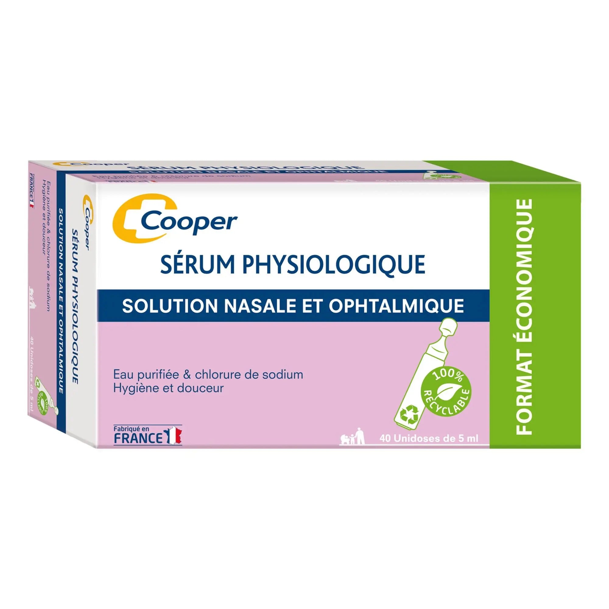 Serum physiologique Boite de 40 uninodoses de 5ml - Cooper - My Podologie